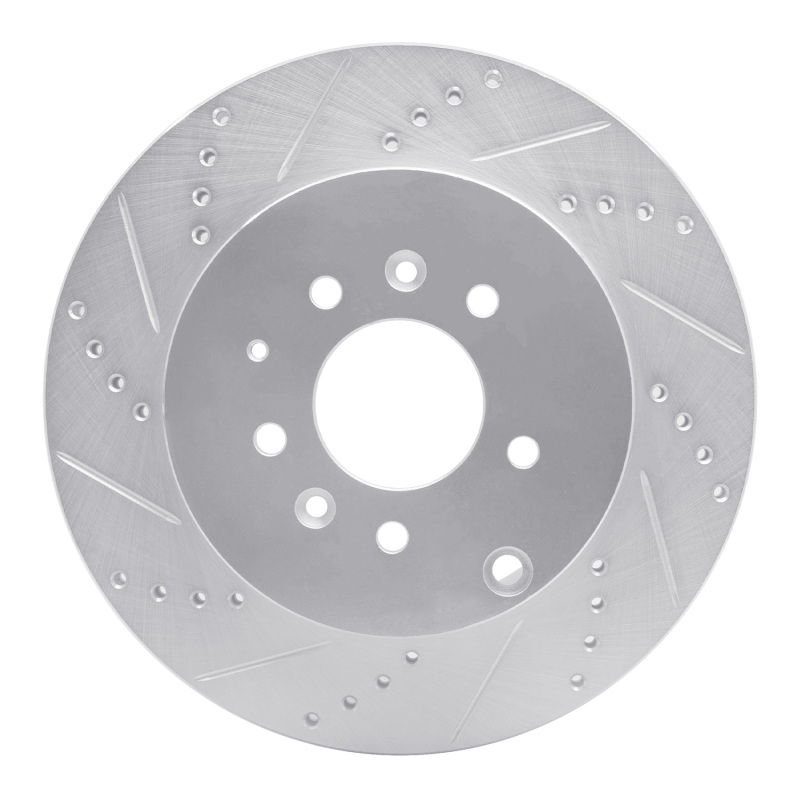 Mazda CX-9 Brake Rotor (1) - Rear Left - R1 Concepts - Drilled & Slotted - Silver - `07-`15